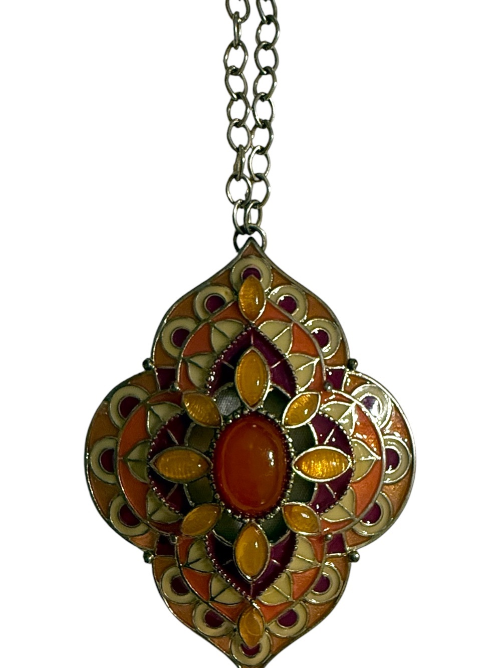 Vintage-Inspired Orange and Gold Pendant Necklace